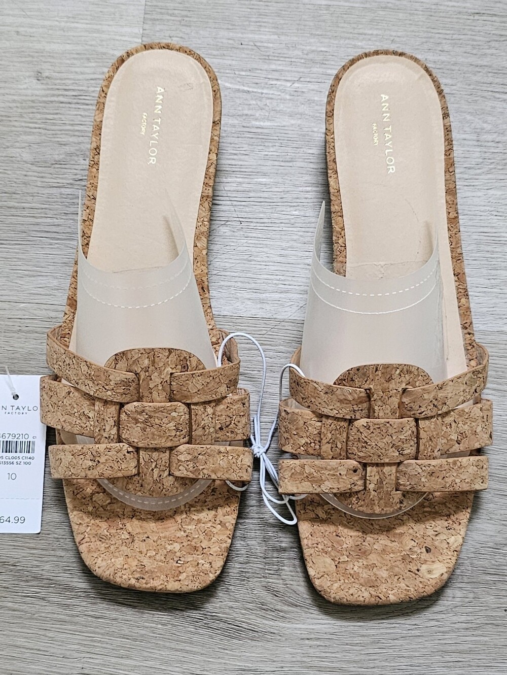Ann Taylor Factory Cork Slide Sandals Size 10 New With Tags